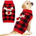 Dog Christmas Sweater Cute Dog Christmas Outfit with 3D Reindeer Pattern Soft Warm Turtleneck Knitted Pet Clothes Cold Weather Puppy Clothes for Small Medium Large Dogs Cats, XXL