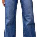 BMSTAY Women's High Waisted Wide Leg Jeans Stretchy Straight Leg Bootcut Denim Pants 2025 Trendy, Darkblue Medium