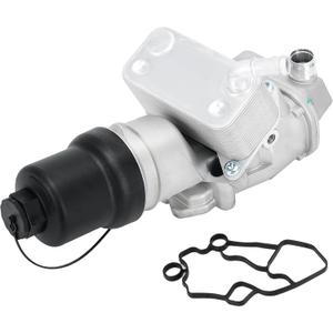 06F115397K Upgraded Aluminum Oil Filter Housing with Oil Cooler Assembly Compatible with VW Passat Jetta Golf R GTI Eos 20062013, Audi A3 A4 TT TTS 20052015 2.0L L4, Replace# 06F115397K 06F115397J