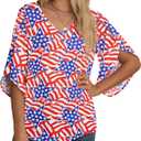 Jouica Women's 3/4 Ruffled Sleeve Blouses Summer Chiffon Casual Loose Tops | Batwing Sleeve,Business,Casual,Flowy,Chiffon Blouse,3/4 Ruffled Sleeve,Lightweight Tops,Elbow Sleeve,Batwing (M)
