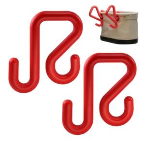 CNQLIS 2 Pack Red Bucket Hooks, Lineman Bucket Tool Holder Fits 2" Bucket Lip, Hooks for Aerial Baskets, Attach Tool Bags or Aprons, 40lbs