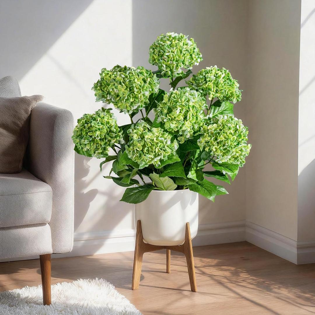 2 pack fake flowers Trees UV Resistant Artificial Hydrangea Plants indoor outdoor realistic floor plants large faux plastic plantas in Pot for home Porch Garden Office Porch Patio front bonsai Decor