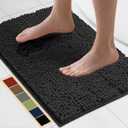 Bcoimo 24"17" Chenille Bath Mat  Non-Slip with Backing Bath Rug Ultra-Absorbent and Machine Washable Bathroom Mat Quick-Dry Design. Ideal for Bathroom and Tub Areas (Grey)
