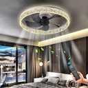 LUDOMIDE Ceiling Fans with Lights and Remote, 20” Ceiling Fan with 3 Blades, Modern Low Profile Ceiling Fan, Noiseless Reversible DC Motor for Bedroom Living Room, Black 