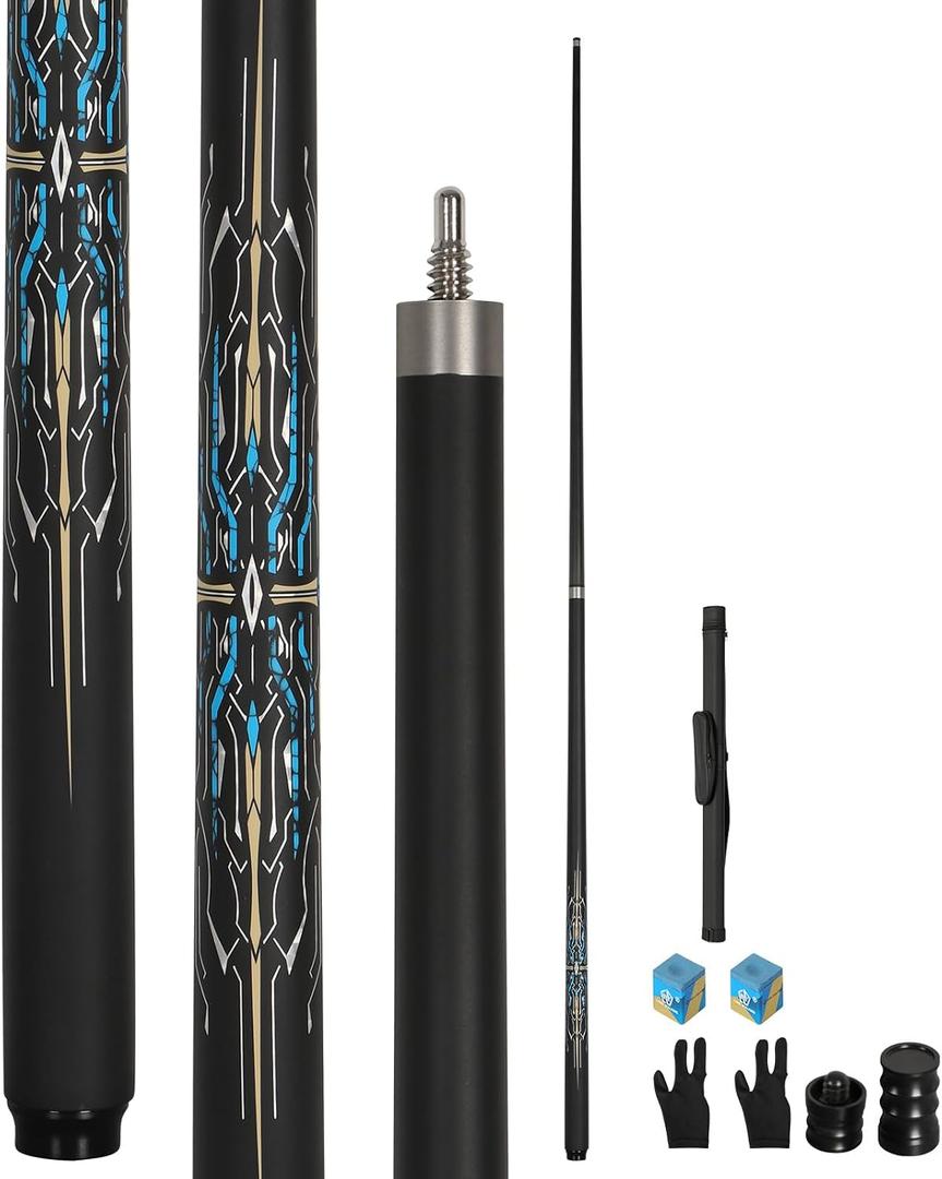 Carbon Fiber Pool Cue Stick 19.5 oz, Professional 10mm Rainbow Tip, 3 * 8 * 8 Joint, Suitable for Billiards and Snooker