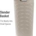 Mind Reader Slim Laundry Hamper with Lid, 60L Tall Clothes Basket, Narrow Tapered Design for Bathrooms, Closets and Laundry Rooms, Plastic, 2 Pack, Ivory