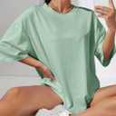 Fenxxxl Womens Oversized Tshirts Shirts Gym Workout Tops Baggy Streetwear Boyfriend Graphic Tee Y2K 2025 (M)