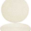 CLEENTABLE Beaded Placemats for Dining Table, 13 Inches Beaded Placemat Set of 2 for Farmhouse Decor and Kitchen Table Dcor, Round Table Mats for Dining Tables, Non-Slip Place mats, Cream White