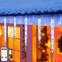 Icicle Lights Outdoor 13.5ft With Remote - 20 Tubes 100 LED Christmas Lights, Waterproof Indoor for Tree Patio Roof Holiday Decor, Cool White