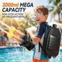 Uregoio Gatling Electric Water Gun for Adults, New Double Barrel Squirt Gun with Rotating and LED Light, Long Range Automatic Water Guns with Backpack, Two Batteries, Outdoor Toys for Kids Ages 8-12, Large