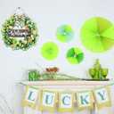 St. Patrick's Day Decorations Wooden Shamrock Door Wreath for Front Door Welcome Sign, St. Patrick's Decor Hanging Sign Farmhouse Outdoor Indoor Shamrock Clover Spring Wall Home Decor