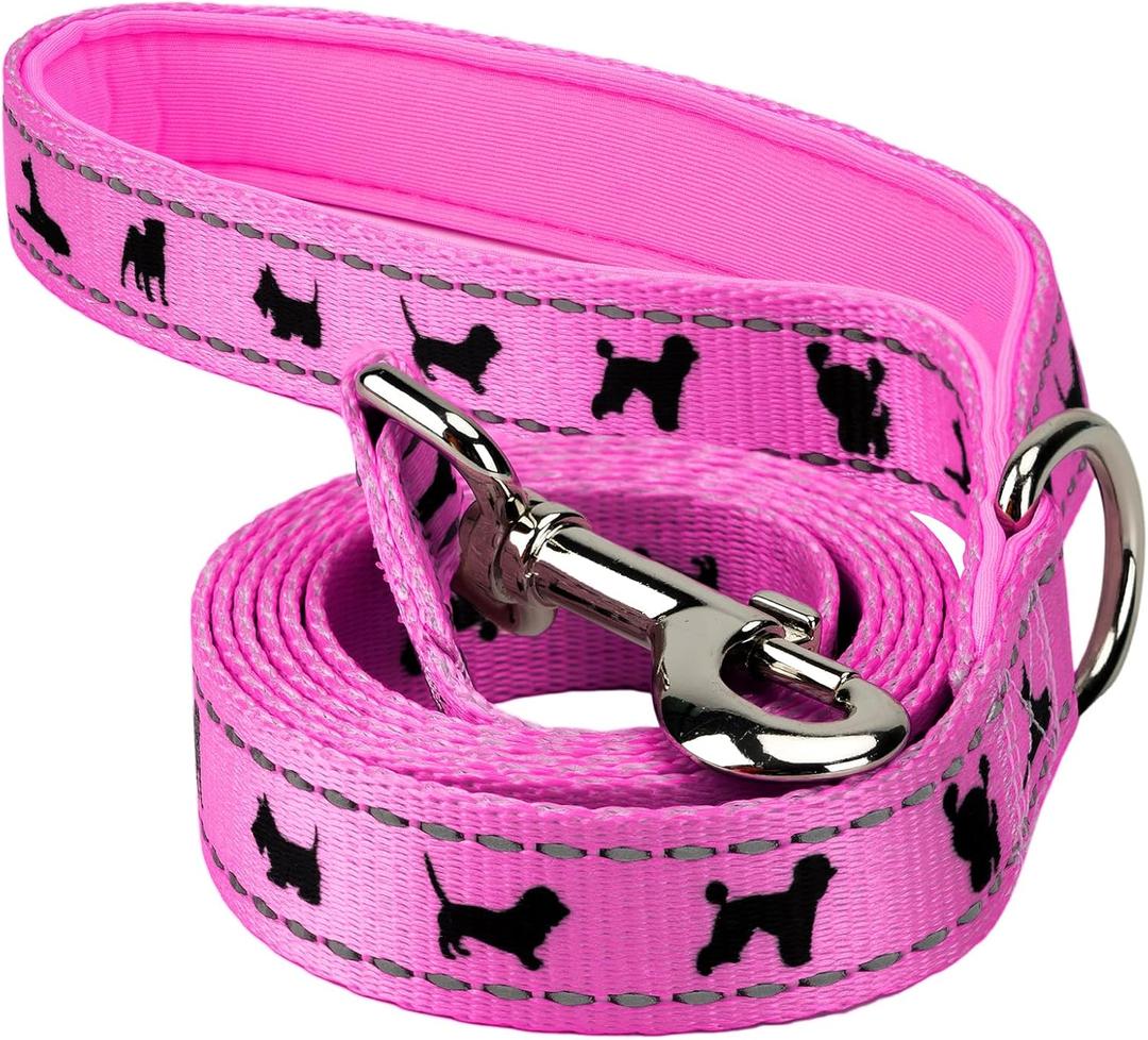 EcoBark Dog Leash - Soft & Reflective Comfort Training Leashes with Padded Handle - Strong Durable Heavy Duty - Training and Pulling for Small, Medium or Large Dogs (Pink)
