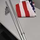 American flag and pole kit set: Includes a 3x5 ft US flag made in USA, 6 ft aluminum tangle free spinning flag pole with carabiners, and flagpole holder wall mount bracket (Silver)