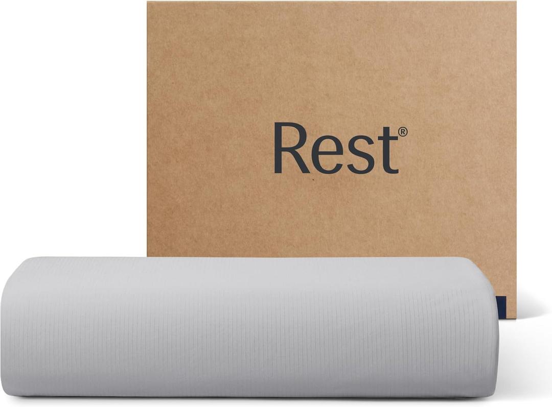 REST Evercool+ Flat Sheet Cali King/King Size, Breathable Luxury Bedding for Hot Sleeper and Night Sweats, Bed Sheet with Woven Ionic+ Self Cleaning Silver Yarn for Sensitive Skin, Light Gray