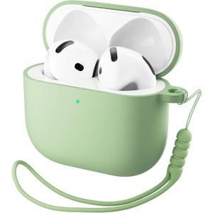 ORNARTO for AirPods 4 Case, Soft Silicone Full Protective Cover with LED Visible, Compatible with AirPods 4th Generation 2024 - Pistachio Green