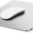 Vaydeer Hard Metal Aluminum Mouse Pad Clear Modern Smooth Magic Ultra Thin Double Side Design Mouse Mat Waterproof Fast and Accurate Control Compatible for Gaming and Office, Silver, 11.81X9.45 Inch