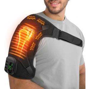 Cordless Electric Heated Massage Shoulder Wrap Pad with 4000mAh Battery for Arm Shoulder Pain Relief Heating Pad,Shoulder Brace with 3 Vibration and Heat Settings Hot Therapy for Women Men Gift