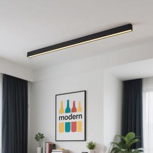 Black Ceiling Light Led, Modern And Simple, Long Strip Ceiling Surface Installation, Suitable For Living Room, Bedroom, Corridor And Kitchen, Remote Control To Switch Color And Brightness, 23.6 Inches