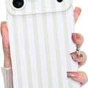 KANGHAR Compatible with iPhone 17 Pro Max Case 2025, Silicone Stripes Cute Pattern, Camera Protection Soft Slim Phone Cover for Girls Women -White