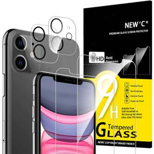 5 x NEW'C 4 Pack, 2 Pack for iPhone 11 Screen Protector + 2 Pack Camera Lens Protector, Sensor Protection,Case Friendly Tempered Glass Film