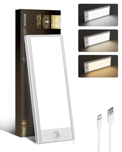 EZVALO 3000mAh Under Cabinet Lighting, 150LM Utral Bright Motion Sensor Light, Rechargeable Magnetic Under Counter Lights for Kitchen, Dimmable Closet Light with 3-Inch Ultra-Wide Panel