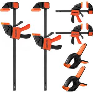 HORUSDY 6-Pack Wood Clamps for Woodworking, 12" and 6" Bar Clamps, Wood Working Clamp Sets, Quick Clamps F Clamp with 150 LBS Load Limit (6-Pack)