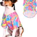 80s Dog Costume Hawaiian Shirts - 90s Halloween Retro Disco Breathable Puppy Outfit for Dogs (Pink, XX-Large)