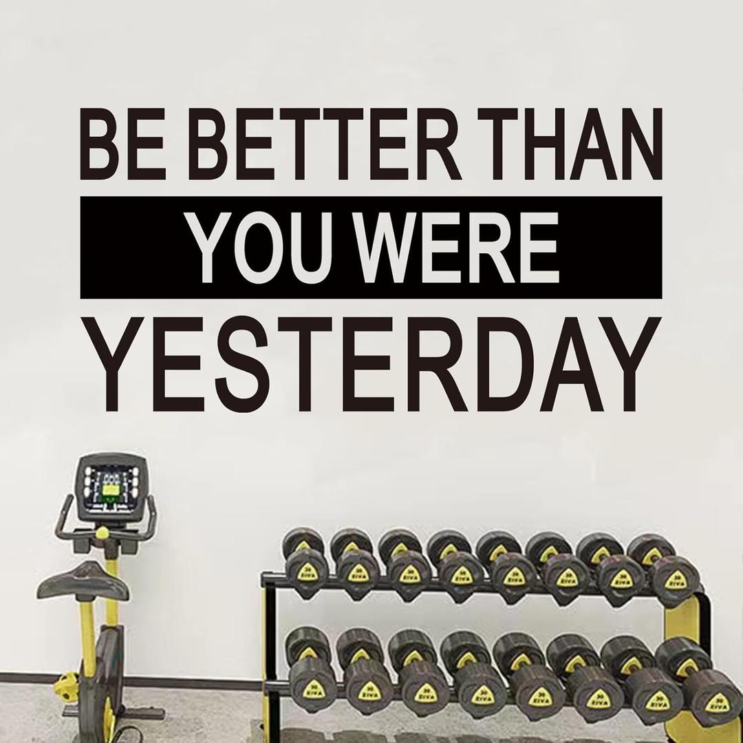 SEATUNE Large Gym Wall Stickers - Inspirational Quotes Motivational Office Wall Decals - Home Gym Garage Vinyl Art Wall Decor - Be Better Than You were Yesterday 28.6"X15"