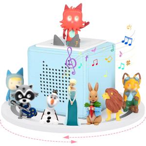 360 Round Turntable for Tonies Box 1/2 Organizer Storage Shelf, Magnetic Stand Holder for Toniebox Player Tonies Figures, Display Collection 10~15 Tonie Box Characters (White)