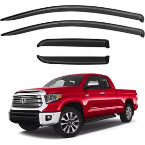Window Rain Guards Visors Shield for 2007-2021 Toyota Tundra Double Cab, Out-Channel Window Vent Wind Shades Deflectors for 07-21 Tundra Extended Cab