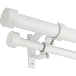 Double Blackout Curtain Rods 36 to 72 Inches (3-6 Feet),1-Inches Front and 5/8 Inches Back Adjustable End Cap Double Window Drapery Rod for Drapes and Curtains,Matte White (36-72", Matte White)