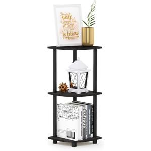 Furinno Turn-N-Tube 3-Tier Corner Display Rack Multipurpose Shelving Unit, Espresso/Black (3-Tier Round Tube)