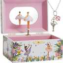 ABI + OLIE Musical Ballerina Jewelry box for Girls - Ballerina Music Box - Ballet Gifts - Toys for Girls 4-6 plus, Ballerinas & Flowers