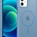 FNTCASE for iPhone 13 Mini Case: iPhone 12 Mini Magnetic Matte Military Grade Drop Protection Translucent Cell Phone Cover - Slim Rugged Durable Shockproof Bumper Case (Light Blue)