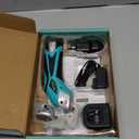 Cordless Electric Scissors for Cutting Fabric, Cardboard, Box Cutter, Carpet. Power Shears for Sewing, Scrapbooking, Crafting (2pc Battery, 2pc Blade - Lower Noise) (Turquoise Green (With X2 Battery))