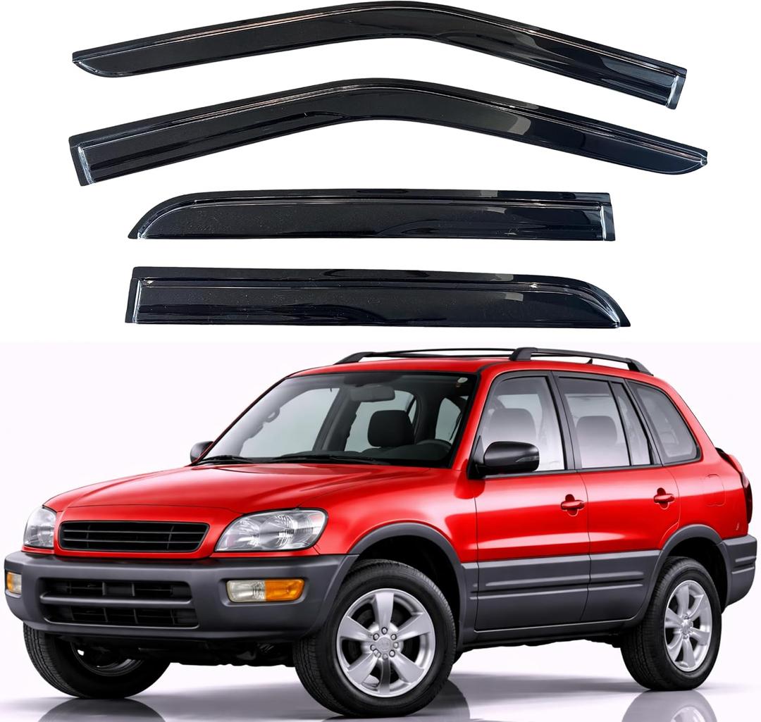 KPY Rain Guards Fit for 1996-2000 Toyota RAV4 (4-Door), Out-Channel Window Visors Vent Wind Deflectors 4PC, Car Accessories for 96-00 RAV4 (4-Door)