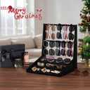 5-Tier Sunglasses Organizer, Sunglass Holder Stand Display Rack Holds 16 Pairs, Multi-Purpose Storage for Eyeglasses, Watches, Perfumes, For Desk, Dresser, Nightstand (Black)