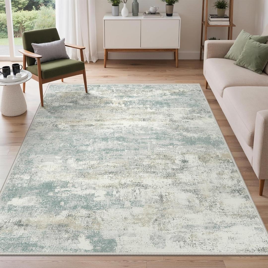 GENIMO 5x7 Area Rug Washable Non Slip for Living Room, Light Grey