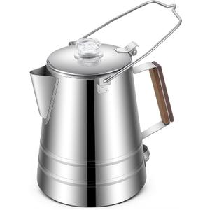 28 Cup Stainless Steel Percolator Coffee Pot Camping Coffee Pot Stovetop Large Capacity for Stove and Fire for Camping Outdoors Home