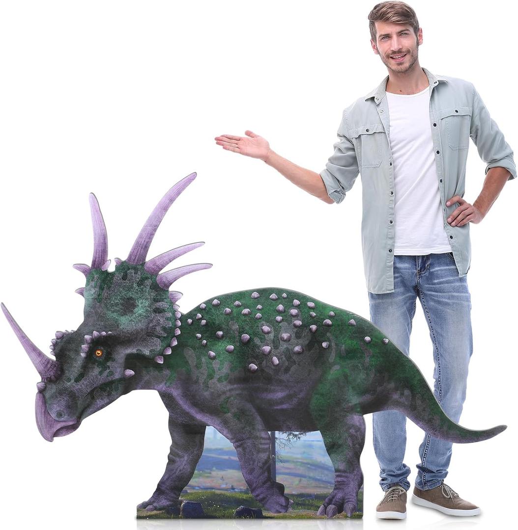 4 ft Life Size Sinoceratops Dinosaur Cardboard Standup Cutout Jurassic Birthday Party Decoration Photo Prop PVC Cutout Dinosaur Theme Party Photo Prop for Animal Jurassic Theme Supply