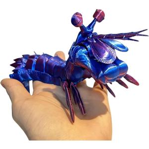 8.3 Inch 3D Printed Mantis Shrimp, 3D Printed Sea Animals Collectible, Lifelike Marine Creature with Flexible Joints, Desk Decor for Marine Biology Enthusiasts