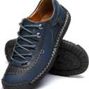 alcubieree Mens Leather Casual Shoes Comfortable Fashion Sneakers Loafers Lightweight Dress Walking Driving Shoes for Men, Size 10