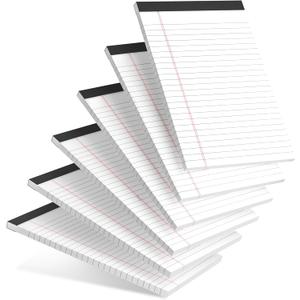 6pcs Small Note Pad 5x8 College Ruled Legal Pads Paper Notepads 6 Pack Study Back Writing Pads 5 x 8 Legal Pads Perforated Narrow Ruled Pads of Paper White