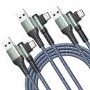 AINOPE Type C Cable [3-Pack, 6.6FT] Right Angle, 3.1A USB Type C Cable Fast Charging, Nylon Braided Type C Charging Cable Fast Charger