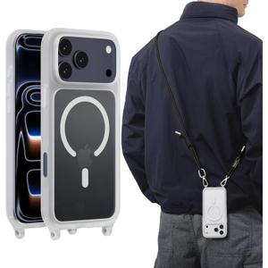 MAGEASY Compatible with iPhone 17 Pro Max 6.9" Case with Crossbody Strap - 16ft Drop Protection, Compatible with MagSafe | Roam M (Transparent)