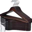 Wooden Hangers 20 Pack, Durable and Slim Hangers Wood with Pants Bar, Smooth Finish Wooden Suit Hanger for Closet, Walnut