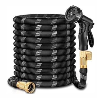 50 ft Garden Hose, Non-Expandable Lightweight All-Weather Water Hoses, Ultra Durable and Flexible Garden Hose with 10-Function Spray Nozzle, Leak-Free Connections Garden Hoses for Yard, Lawn,Outdoor