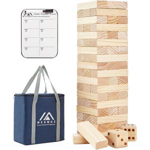 Giant Tumble Tower Games for Kids and Adults 57 Blocks New Zealand Pine Wooden Blocks Stacking to Over 4.2FT Family Games for Indoors Outdoors Yard Games for Family