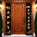 Happy New Years Decorations 2026 - Black and Gold New Year Eve Party Supplies New Years Banner 2026 Party Decor for Adults Kids