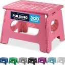 Handy Laundry Folding Step Stool - The Lightweight Step Stool is Sturdy Enough to Support Adults and Safe Enough for Kids. Opens Easy with One Flip. Great for Kitchen, Bathroom or Bedroom. (Pink) (9-Inch)